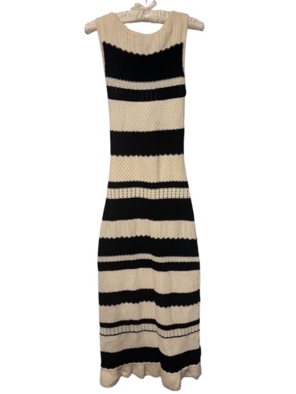 ASOS DESIGN Striped Crochet Open Lace Up Back Knit Maxi Dress XS / US 0-2